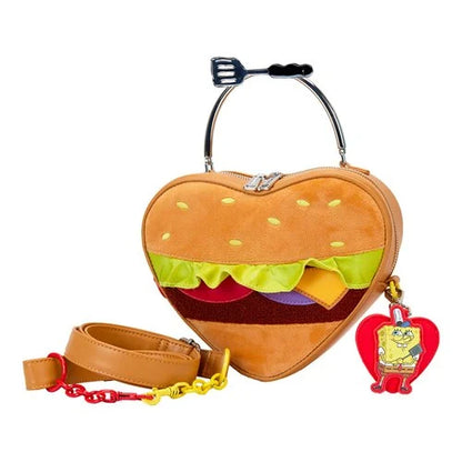 Spongebob Squarepants Heart Krabby Patty Plush Crossbody Bag